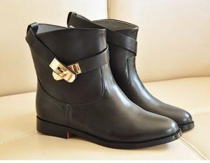 Kısa Bayan Çizme Modelleri 8 Free-Shipping-2014-Winter-Women-S-Fashion-Designer-Classic-Buckle-Gold-Metal-Ankle-Boots-Natural-Genuine