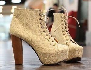 New-Arrival-Fashion-Square-Toe-Lace-Up-Black-High-Heels-Boots-White-Color-Lace-Booties-For