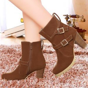 Kısa Bayan Çizme Modelleri 17 The-2014-New-Explosion-Models-Free-Shipping-Ladies-Ankle-Boots-High-Heels-Motorcycle-Boots-Decorative-Belt