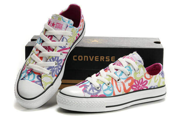 Converse Bayan Spor Ayakkabı Modelleri - Converse All Star Peace And Love Low Top Womens Canvas Sneaker Shoes In White 04