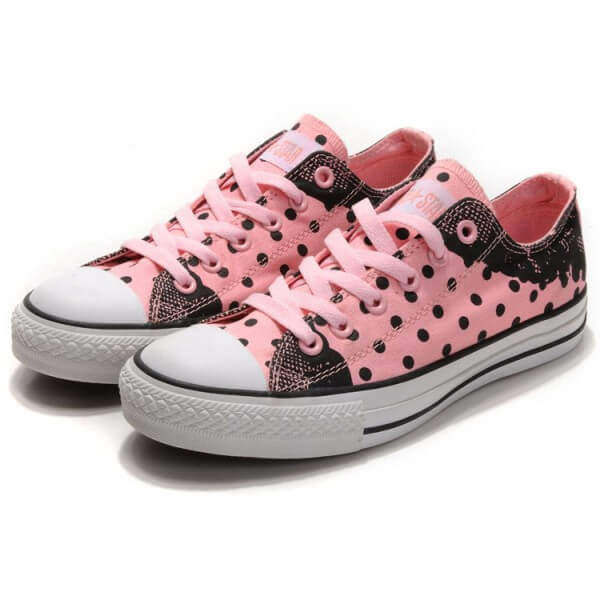 Converse Bayan Spor Ayakkabı Modelleri - Converse Women Canvas Shoes Pink Polka Dot Lace Lrg